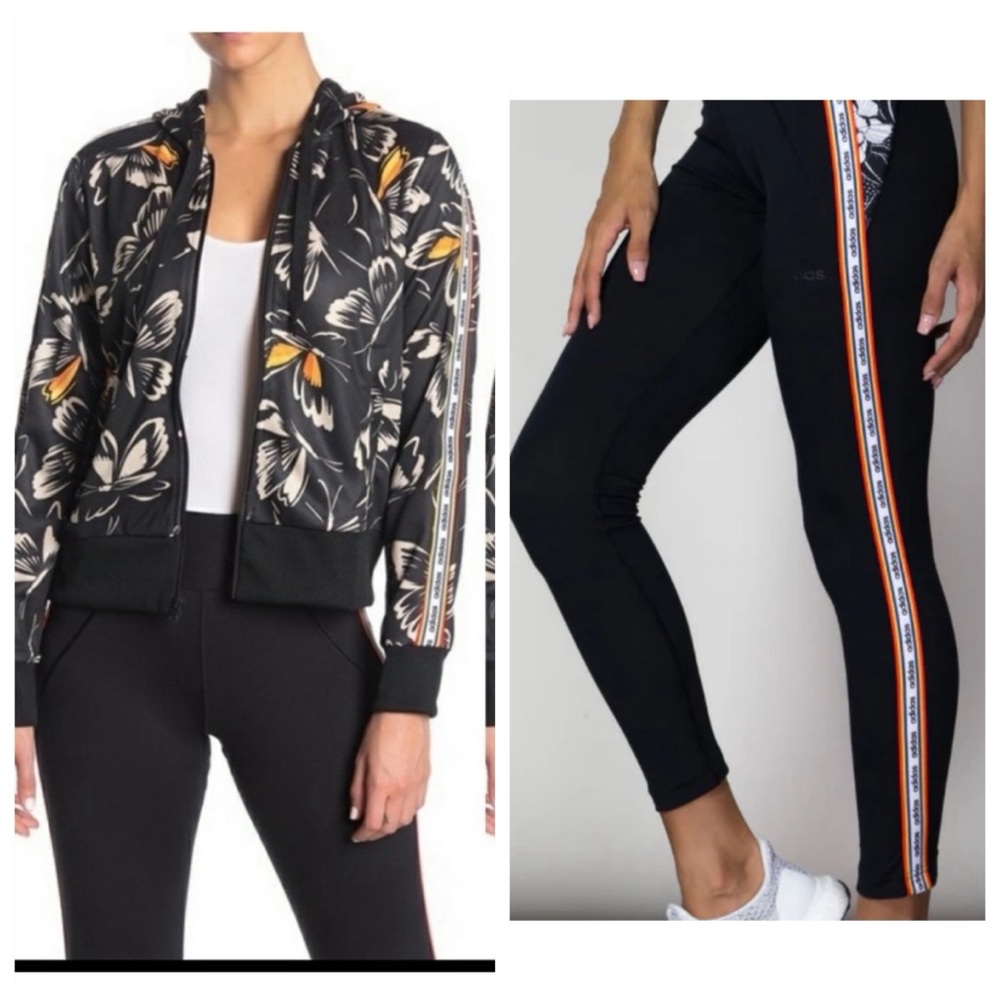 RARE adidas X Farm Rio Black Butterfly Hoodie Track Jacket & Leggings Set